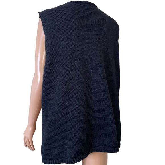 Adrianna Papell Black Faux Fur Combo Button Front Sweater Vest Plus SZ 2 fuzzy - Picture 5 of 12